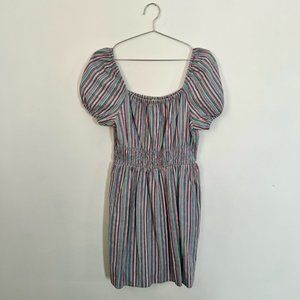American Eagle Rainbow Stripe Puff Sleeve Dress, Size L